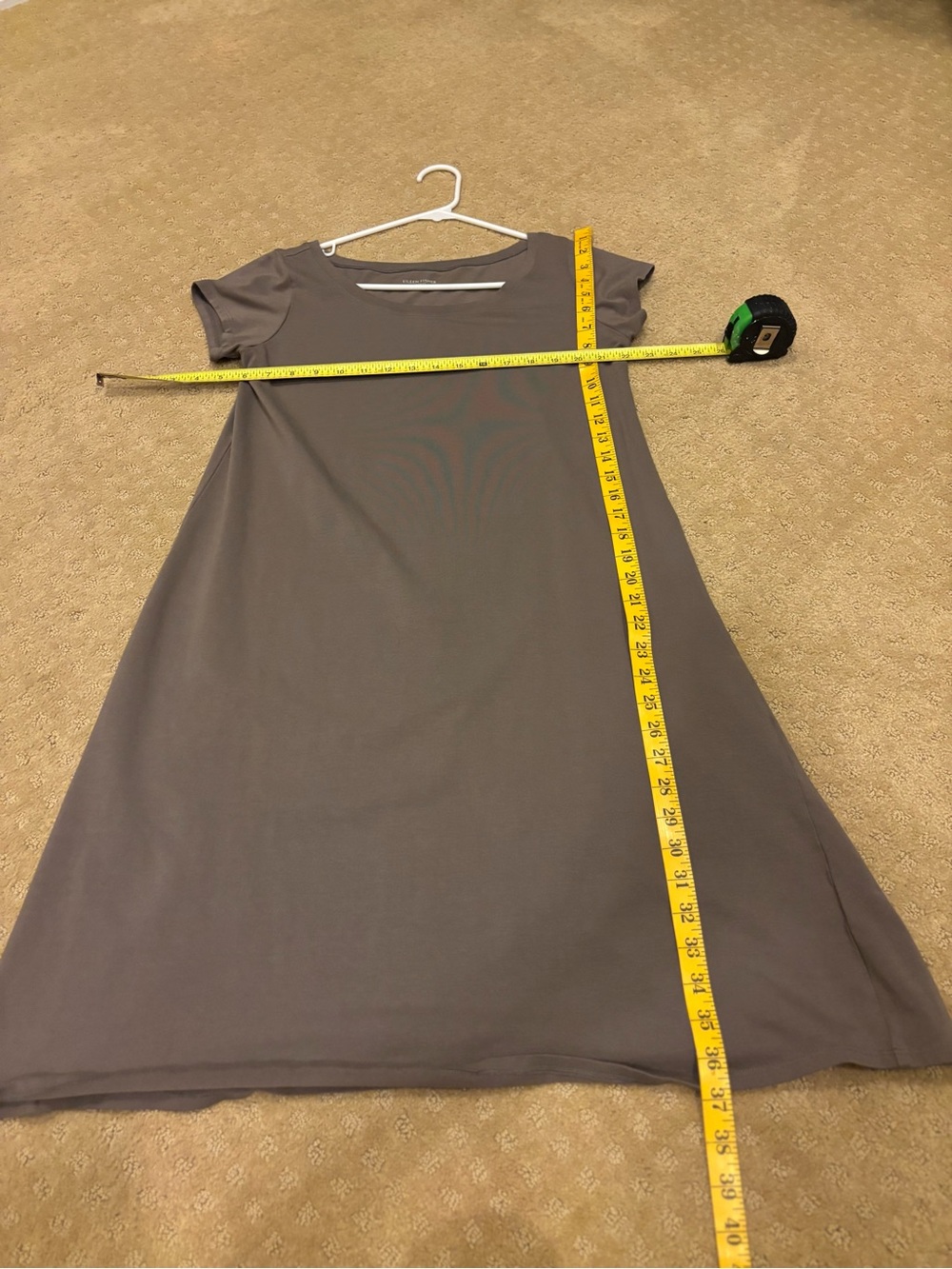 Eileen Fisher S Organic Cotton Taupe A-Line Swing Dress Made in USA